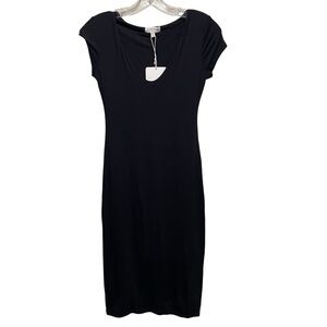 See You Monday Los Angeles Cap Sleeve Midi Dress Black Women Size Medium NWT